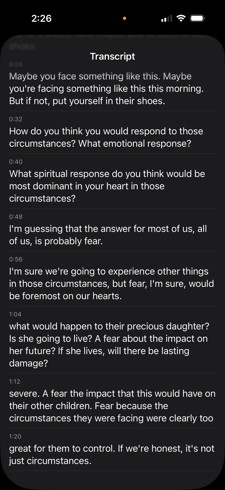 Sunday Echoes transcript view